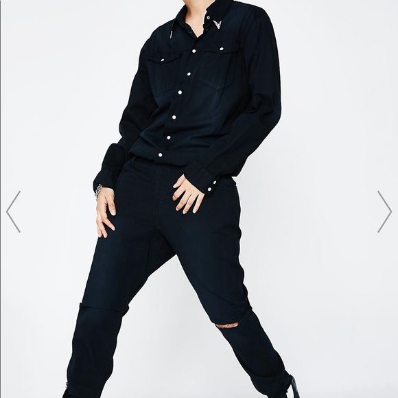 One Teaspoon Fox Black Bluebird Utility Jumpsuit - Picture 3 of 10